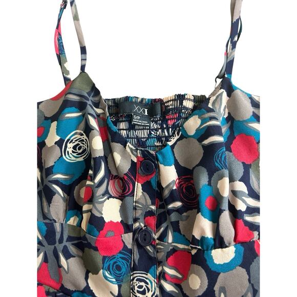 Vintage Forever 21 Floral Mini Dress Sz Small Sleeveless Button Front Sundress - Picture 3 of 6
